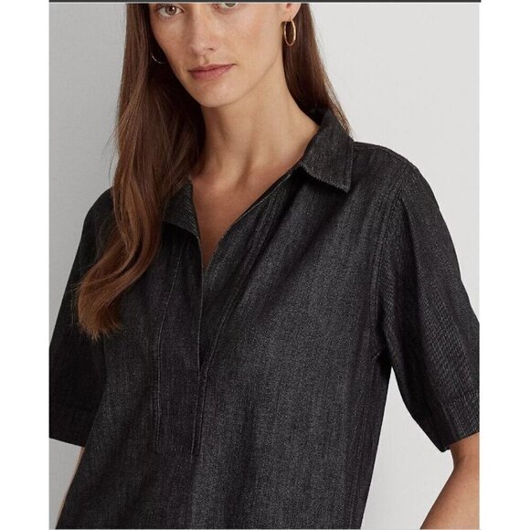 Lauren Ralph Lauren Denim Mini Dress S Petite Minimalist Capsule Western - Picture 2 of 9